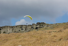 paragliding at Stanage Edge