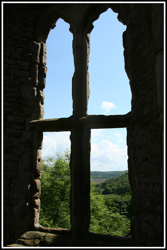 through the oblong window