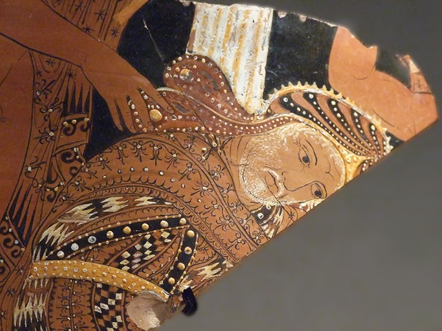 Detail of a Fragment of a Terracotta Calyx-Krater Attributed to the Black Fury Painter in the Metropolitan Museum of Art, June 2010