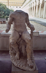 Headless Seated Male Statue (Herakles?) in the Baths of Diocletian in Rome, Dec. 2003