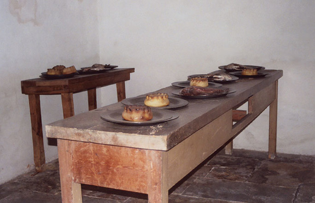 Table with Plates in the Tudor Kitchens of Hampton Court Palace, 2004