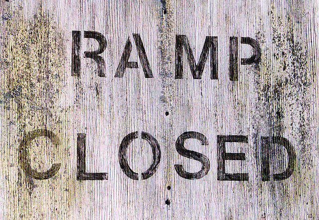 Ramp Closed Sign at the Marina in Seaford on Easter,  April 2007