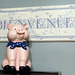 Welcome Sign and Pig Cookie Jar in Aunt Barbara's House, Oct. 2007