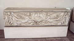Sarcophagus with Erotes in the Baths of Diocletian in Rome, December 2003