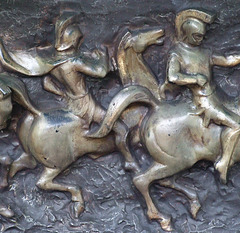 Detail of "The Trojans" Relief in Aunt Barbara's Backyard in Seaford, May 2010