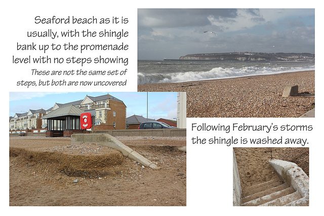 Seaford beach - steps & shingle - 19.2.2014