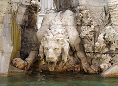 Detail of a Lion from Bernini's Four Rivers Fountain in Piazza Navona, June 2012