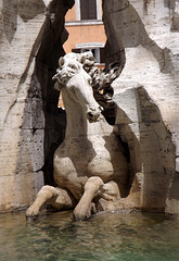 Detail of a Horse from Bernini's Four Rivers Fountain in Piazza Navona, June 2012