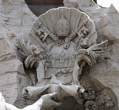 Detail of the Pamphilj Arms from Bernini's Four Rivers Fountain in Piazza Navona, June 2012