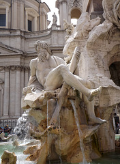 Bernini's Four Rivers Fountain in Piazza Navona: The Ganges, June 2012