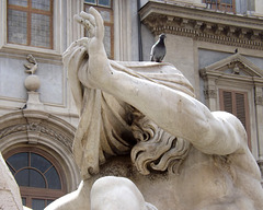 Detail of Bernini's Four Rivers Fountain in Piazza Navona: The Nile, June 2012