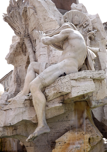 Bernini's Four Rivers Fountain in Piazza Navona: The Nile, June 2012