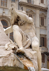 Bernini's Four Rivers Fountain in Piazza Navona: The Nile, June 2012