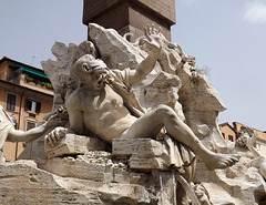 Bernini's Four Rivers Fountain in Piazza Navona: Rio de la Plata, June 2012