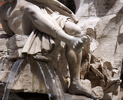 Detail of Bernini's Four Rivers Fountain in Piazza Navona: Rio de la Plata, June 2012