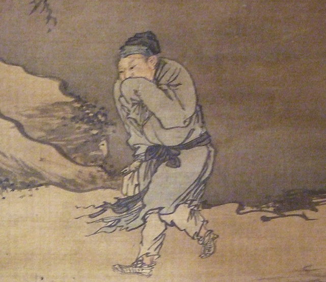 Detail of the Hanging Scroll "Returning Home Through the Snow" by Dai Jin in the Metropolitan Museum of Art, April 2009