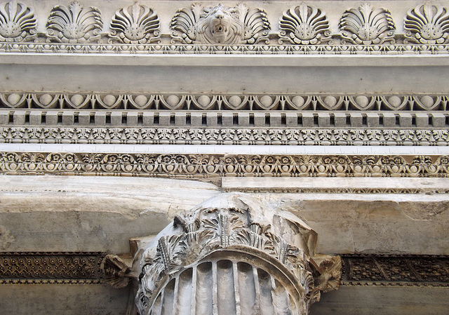 Detail of the Temple of Hadrian in Rome, July 2012