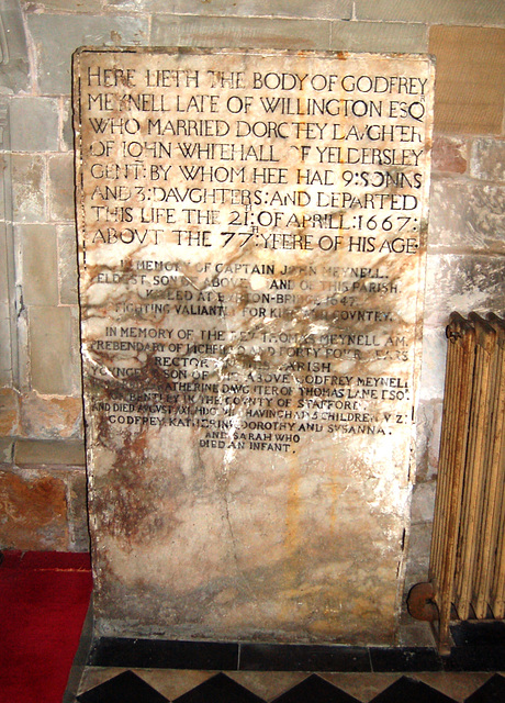 Memorial to Godfrey Meynell, Saint Michael's Church, Kirk Langley, Derbyshire