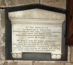 Memorial to Cornelius Brough, Saint Michael's Church, Kirk Langley, Derbyshire