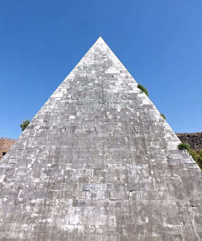 Detail of the Pryamid of Cestius in Rome, July 2012