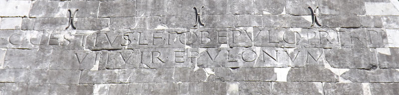 Detail of one of the Inscriptions on the Pyramid of Cestius in Rome, July 2012