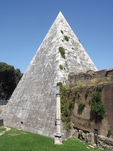 The Pryamid of Cestius from the Non-Catholic Cemetery in Rome, July 2012