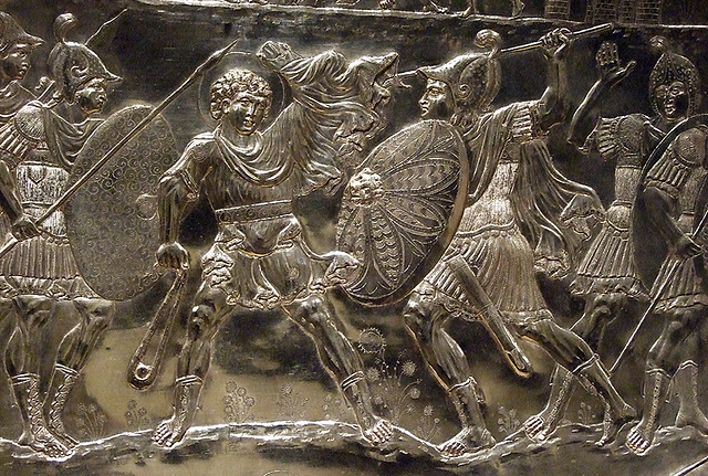 Detail of a Silver Plate with the Battle of David and Goliath in the Metropolitan Museum of Art, August 2007