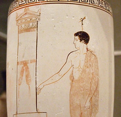 Detail of a Terracotta Lekythos Attributed to the Achilles Painter in the Metropolitan Museum of Art, April 2011