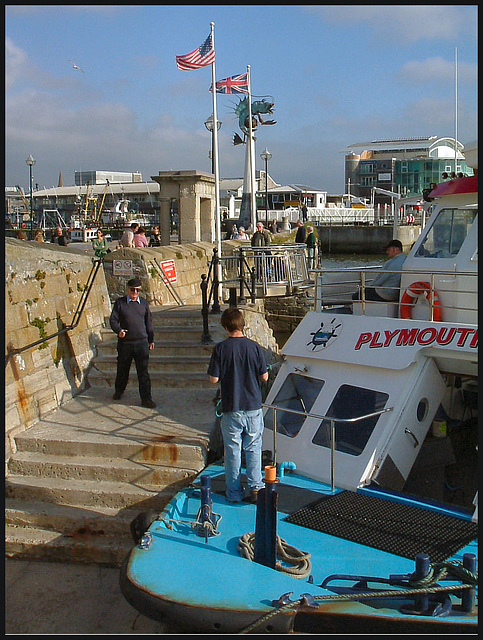 flags at Mayflower Steps