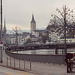 View of St. Peter's Kirche & the Limmat River in Zurich, Nov. 2003
