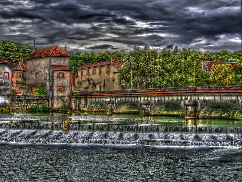 QUINGEY (25): Le pont, la loue, le barrage.