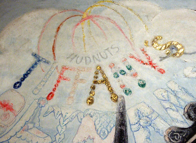 Detail of The Cathedrals of Fifth Avenue by Florine Stettheimer in the Metropolitan Museum of Art, March 2008