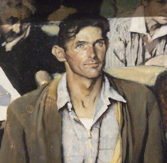 Detail of Town Meeting by Norman Rockwell in the Metropolitan Museum of Art, May 2009