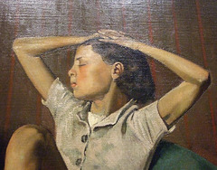 Detail of Therese Dreaming by Balthus in the Metropolitan Museum of Art, March 2008