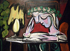 Detail of Girl Reading at a Table by Picasso in the Metropolitan Museum of Art, March 2008
