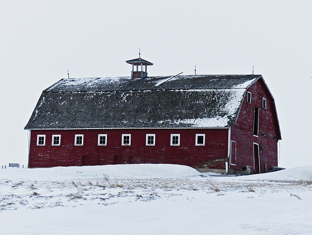 Red barn in winter