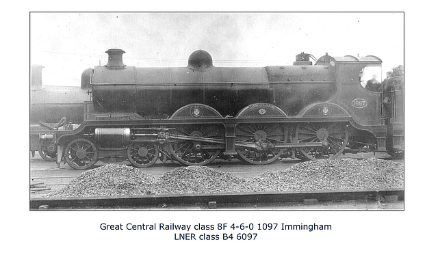 GC 8F - 4-6-0 1097 at Immingham  - LNER B4 6097 - no date or location given.
