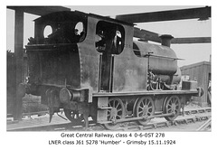 GCR cl 4 278 LNER cl J61 Grimsby  15 11 1921 WHW