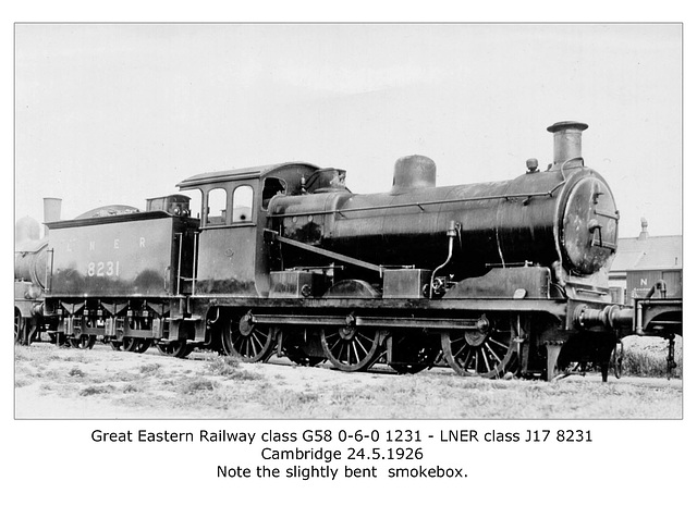 GER cl G58 060 1231 LNER J17 8231 Cambridge 24 5 1926