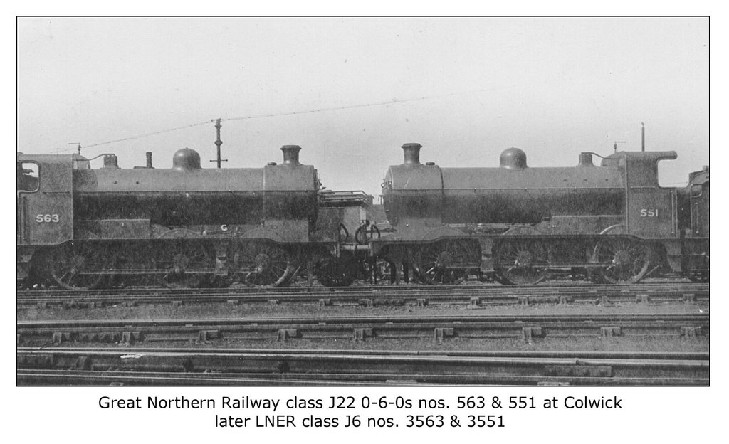 GNR cl J22 0 6 0s nos 563 & 551 LNER J6 Colwick c1922