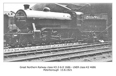 GNR H3 260 1686 LNER K2 4686 Peterboro 13 8 1921
