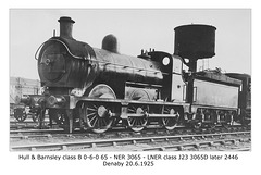 H&BR class B 0-6-0 no.65 - NER 3065 - LNER class J23 - Denaby - 20.6.1925