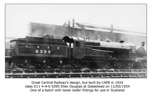 LNER cl D11 4 4 06395 Ellen Douglas at Gateshead 2 11 1924 WHW LNER cl D11 4 4 06395 Ellen Douglas at Gateshead 2 11 1924 WHW