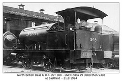 NBR cl G 040ST 308 LNER 308b then 9308 Eastfields 21 9 1924 WHW