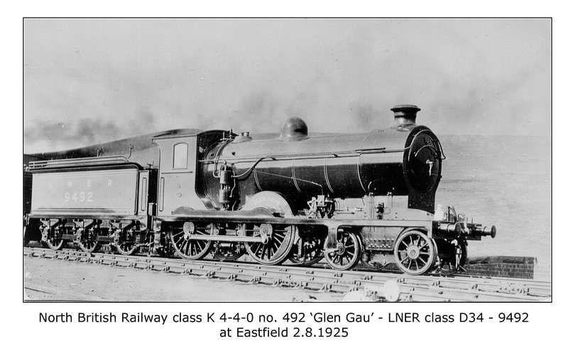 NBR cl K 4 4 0 492 Glen Gau LNER cl D34 9492 Eastfield 2 8 1925 WHW