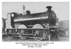 NBR cl R no.117 later 1164 - LNER cl J31 no.9963 later 10164 at Kipps 7 2 1925