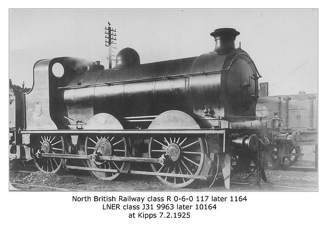 NBR cl R no.117 later 1164 - LNER cl J31 no.9963 later 10164 at Kipps 7 2 1925
