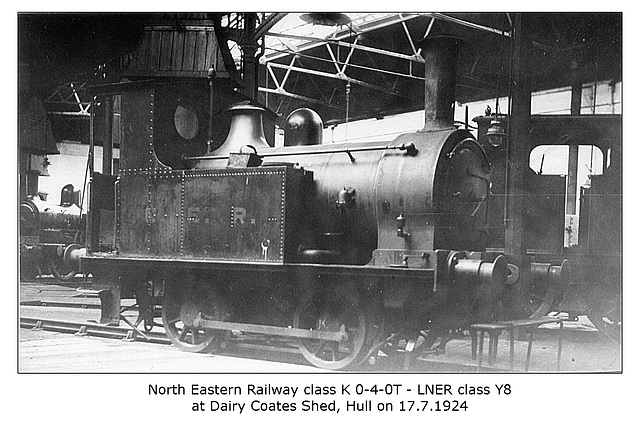 NER cl K 040T no number given LNER cl Y8 Dairy Coates Shed Hull 17 7 1924 WHW