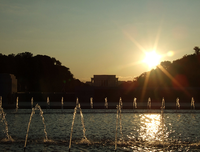 The WWII Memorial's Fountain at Sunset, September 2009