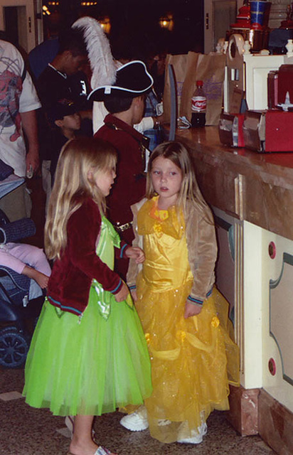 Two Girls in Disney Princess Costumes in Disneyland, 2003